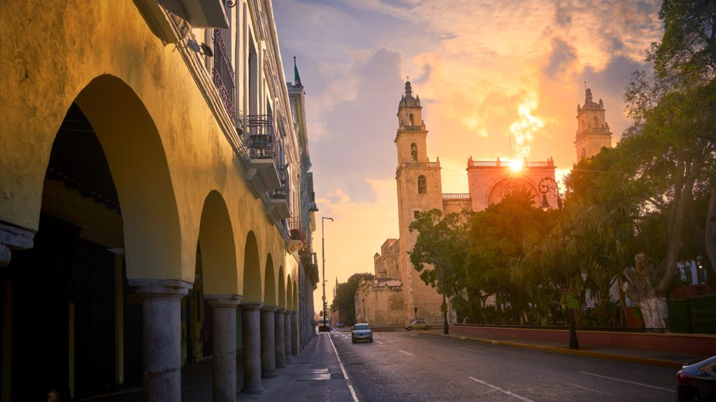 San Idefons Cathedral Sunrise In Merida, Yucatan, Mexico