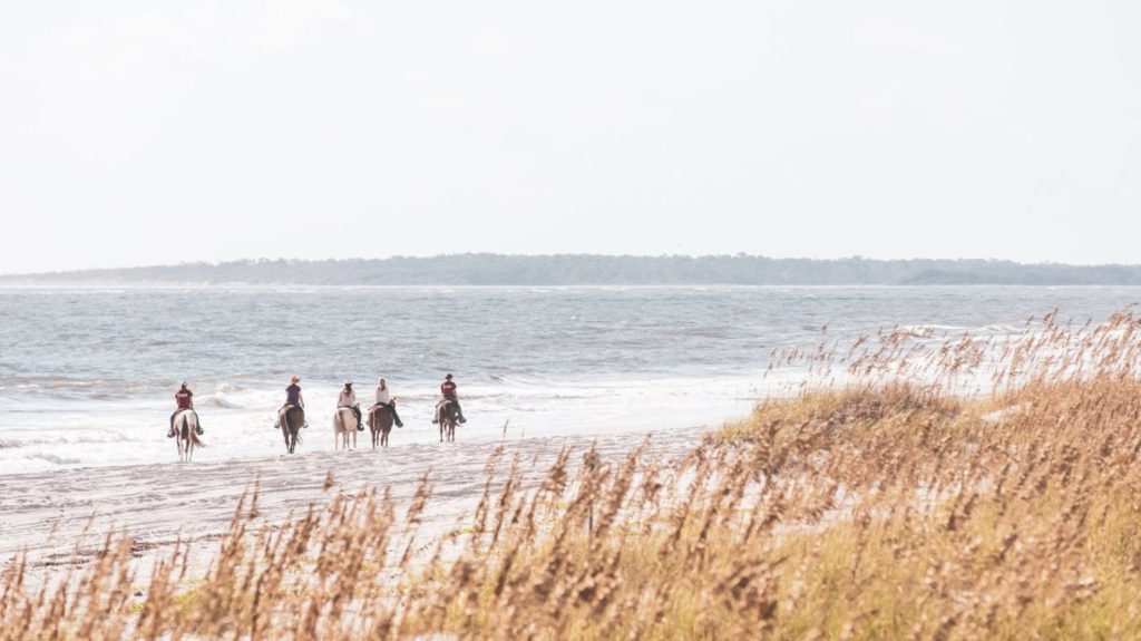 Amelia Island beach and horseback riders