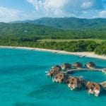 Over water bungalows at Sandals South Coast Jamaica couples resort