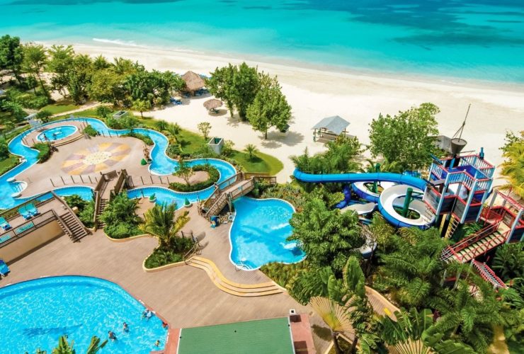 Aerial view of waterpark and beach at Beaches Negril all-inclusive beach resort (Photo: Beaches)