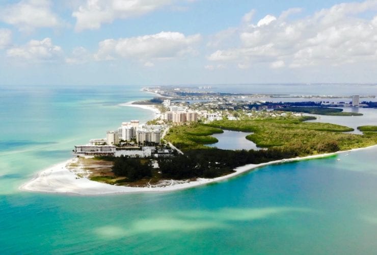 Beautiful aerial view of Lido Key, Longboat Key, and Big Sarasota Pass in Sarasota, Florida (Photo: Ryan McGill / Shutterstock)