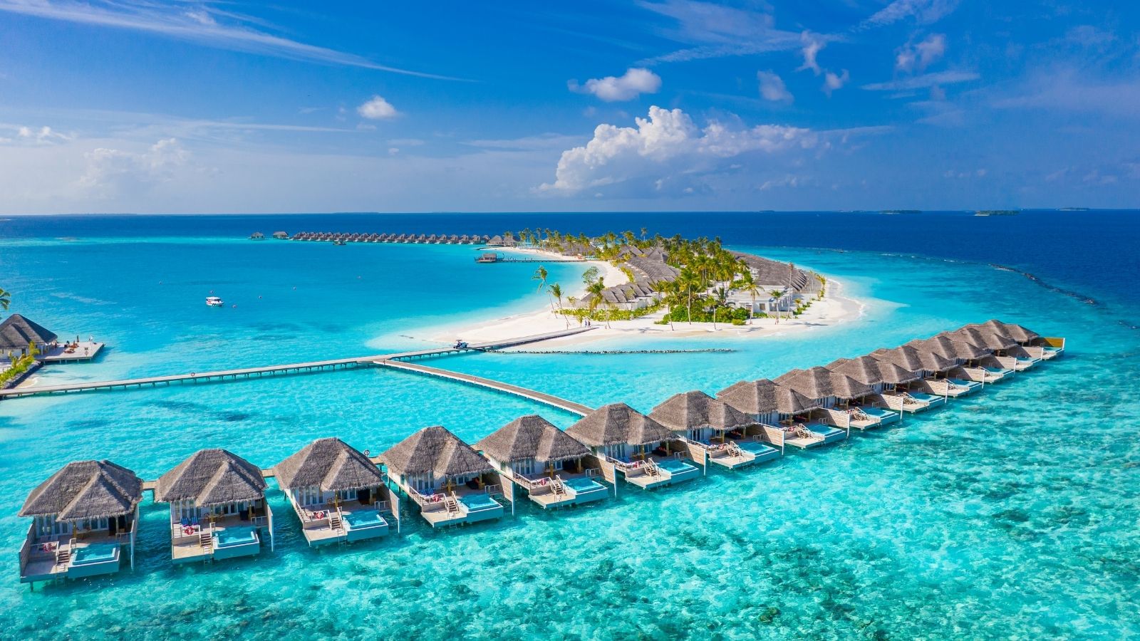 Seascape with long jetty and water villas in the Maldives (Photo: Shutterstock)