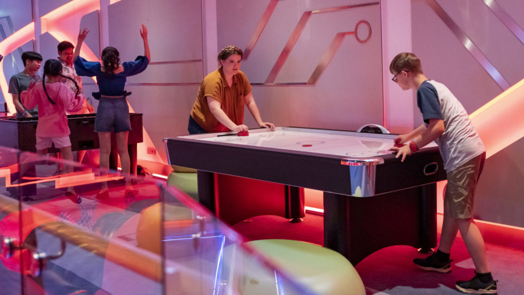 Hero Zone is a futuristic, free-play sports arena onboard the Disney Wish (Photo: Amy Smith)