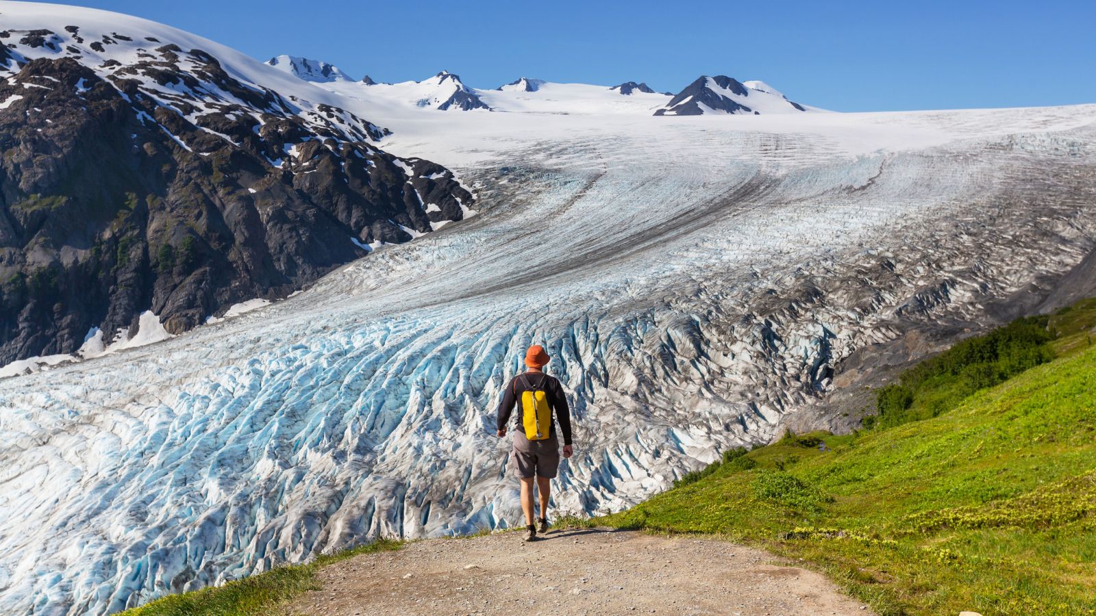 Hiker at Exit Glacier, Kenai Fjords National Park, Seward, Alaska (Photo: Shutterstock)