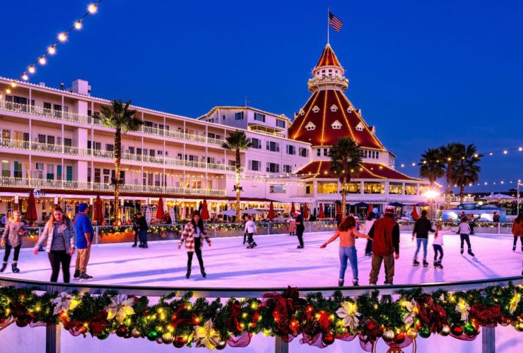 Hotel del Coronado Ice Rink at Dusk (Photo: Hotel del Coronado)