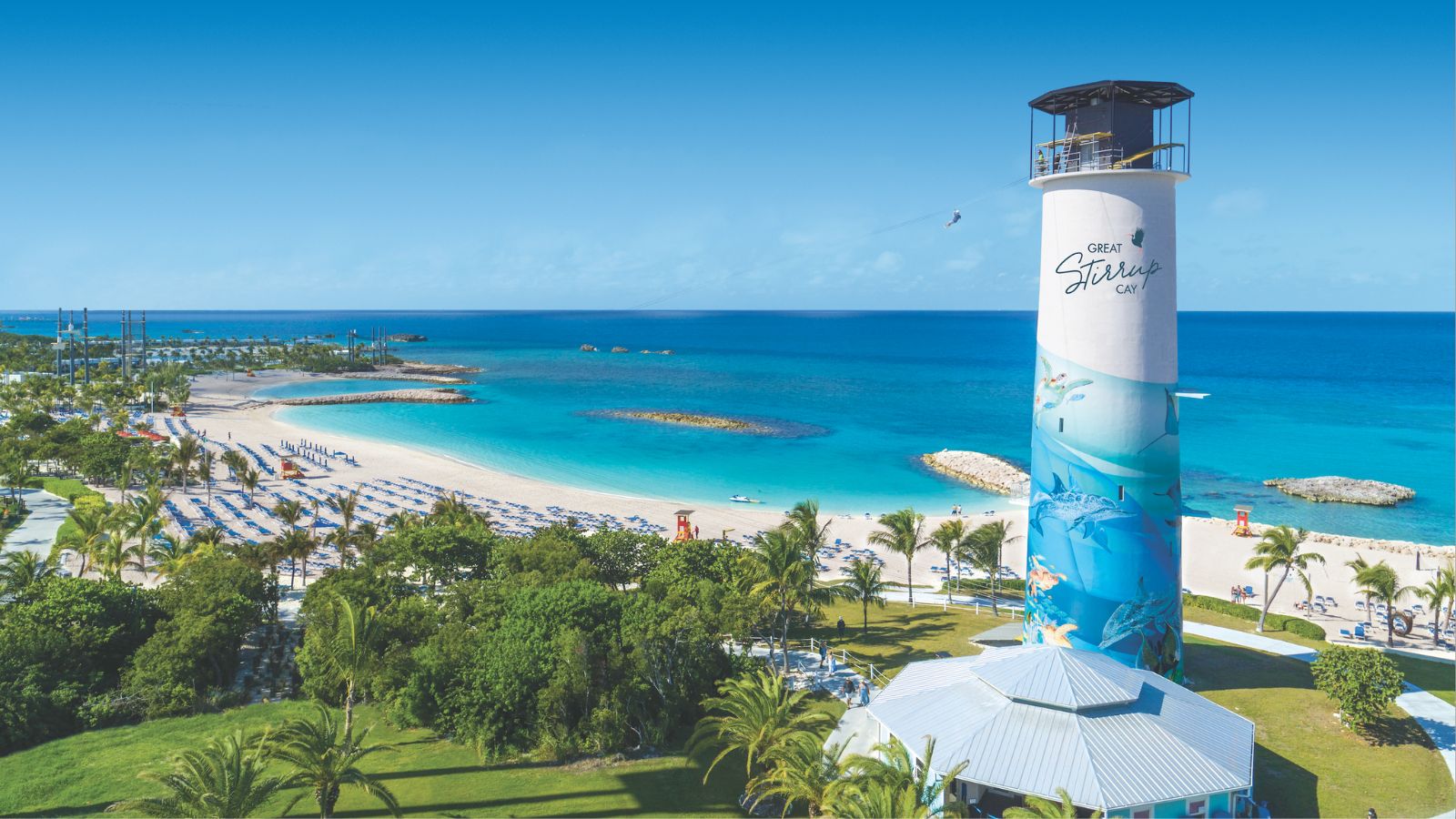 Beach and zip line at Great Stirrup Cay (Photo: Norwegian Cruise Line)