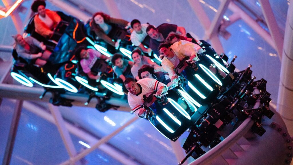 Riders on TRON Lightcycle/Run at Walt Disney World (Photo: Disney)