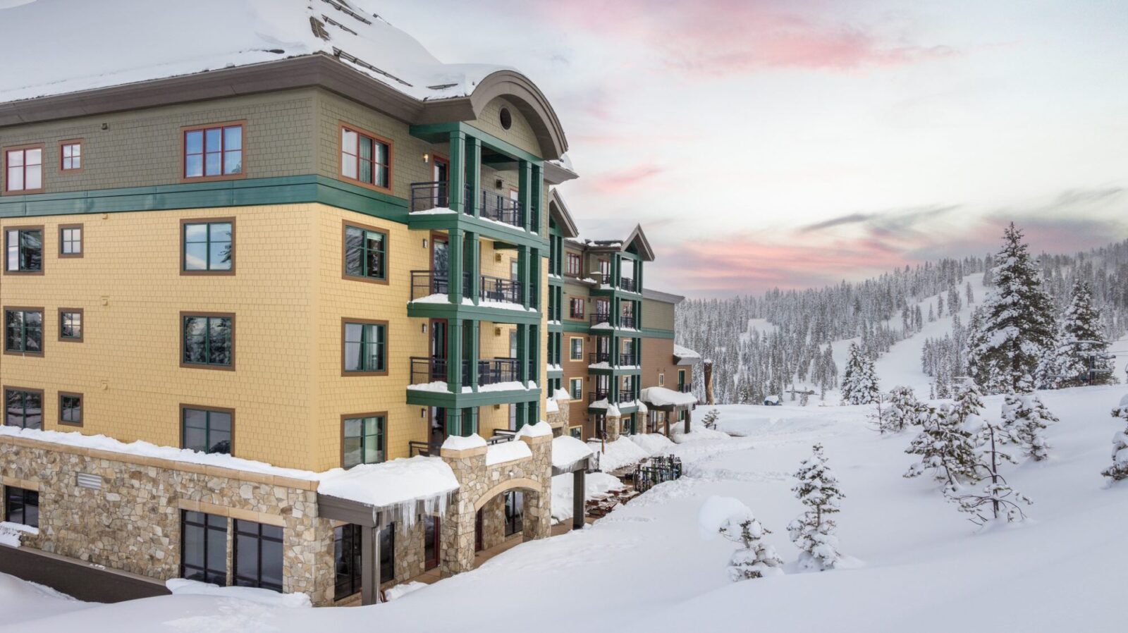 exterior of Northstar's Constellation Residences in winter