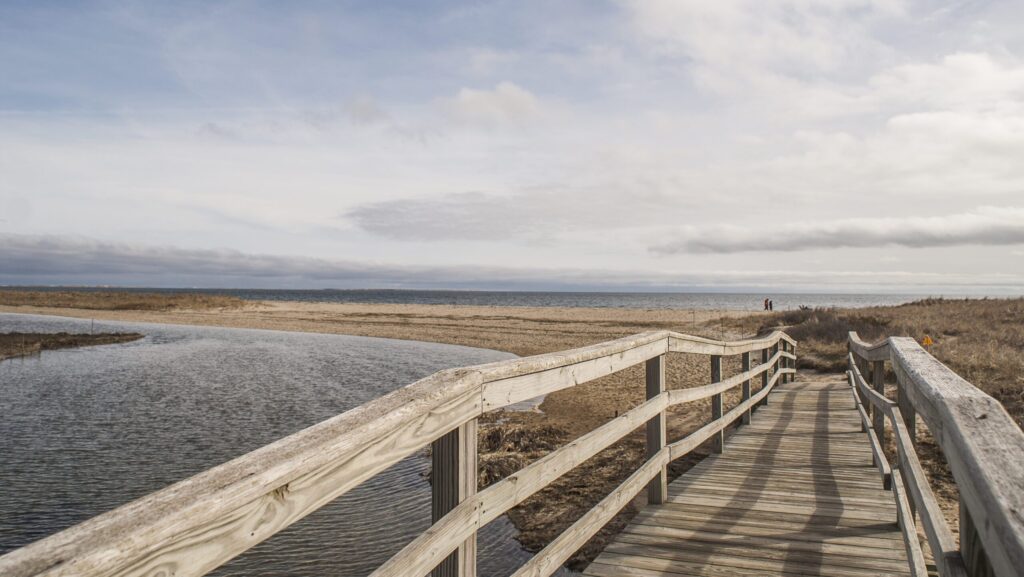 A boardwalk leading to the beach in Chatham on Cape Cod