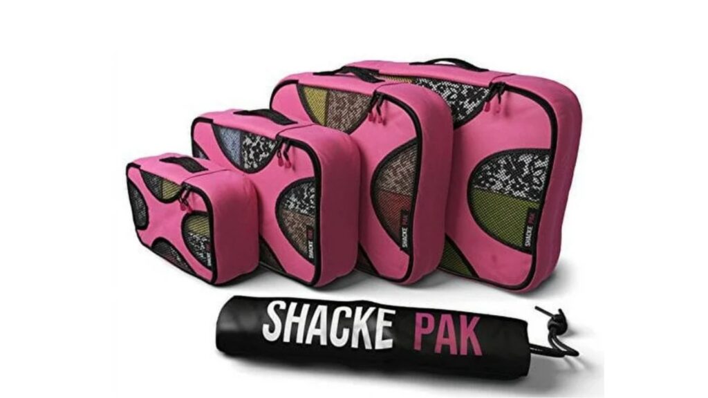 shacke pack packing cubes set with laundry bag in pink