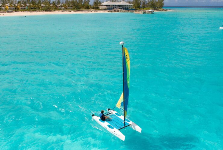 Catamaran on ocean in Bahamas