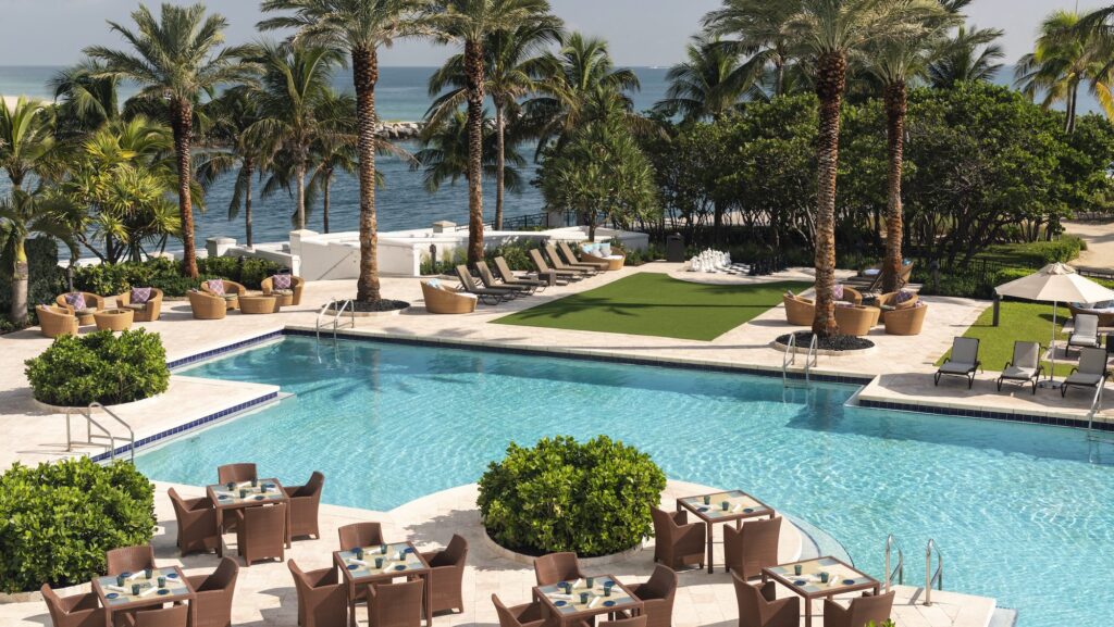 view of pool area at Miami's Ritz-Carlton Bal Harbour