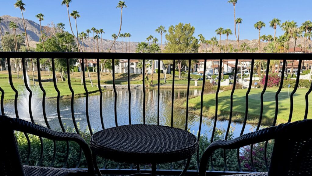 view from a balcony at the Omni Rancho Las Palmas