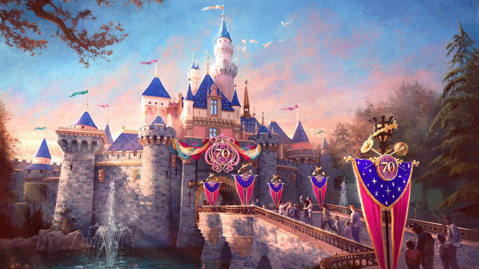 Disneyland 70th anniversary at Sleeping Beauty Castle